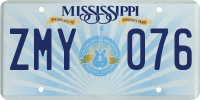 MS license plate ZMY076