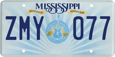 MS license plate ZMY077