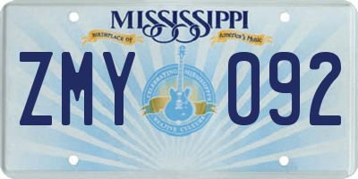 MS license plate ZMY092