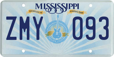 MS license plate ZMY093