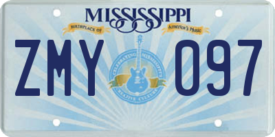 MS license plate ZMY097