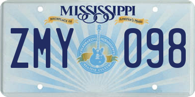 MS license plate ZMY098
