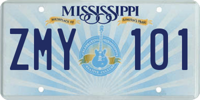 MS license plate ZMY101