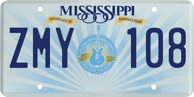 MS license plate ZMY108