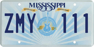 MS license plate ZMY111