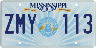 MS license plate ZMY113