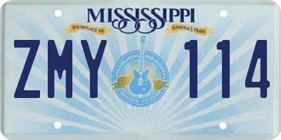 MS license plate ZMY114