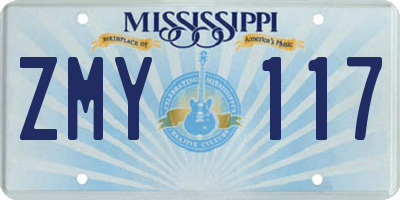 MS license plate ZMY117