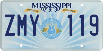 MS license plate ZMY119