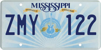 MS license plate ZMY122