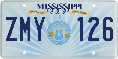 MS license plate ZMY126