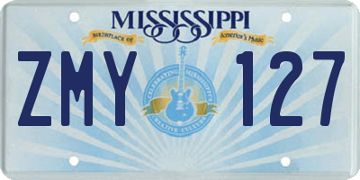 MS license plate ZMY127