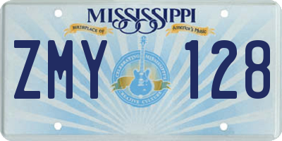 MS license plate ZMY128