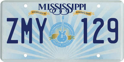 MS license plate ZMY129