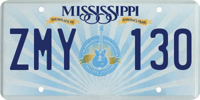 MS license plate ZMY130