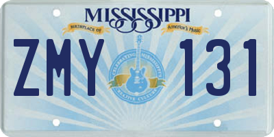 MS license plate ZMY131