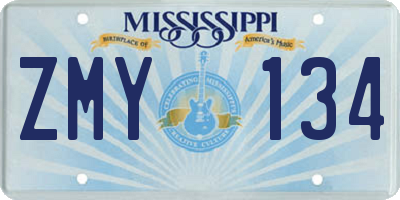 MS license plate ZMY134