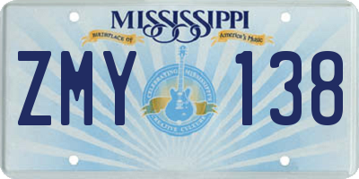 MS license plate ZMY138