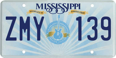 MS license plate ZMY139