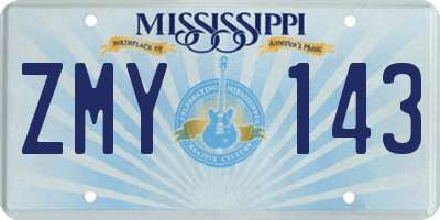 MS license plate ZMY143