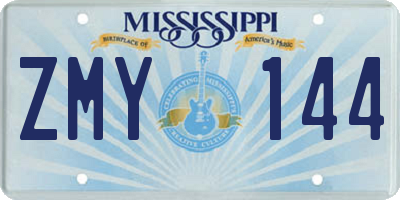 MS license plate ZMY144