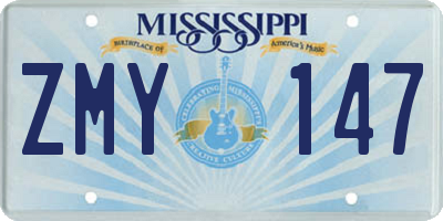 MS license plate ZMY147