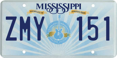 MS license plate ZMY151