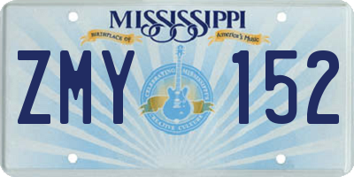 MS license plate ZMY152