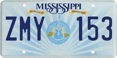 MS license plate ZMY153