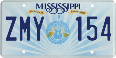 MS license plate ZMY154