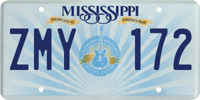 MS license plate ZMY172