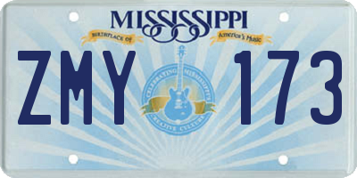 MS license plate ZMY173