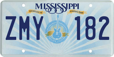 MS license plate ZMY182