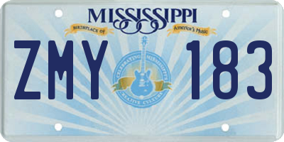 MS license plate ZMY183