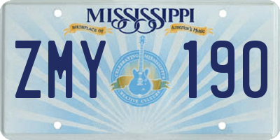 MS license plate ZMY190