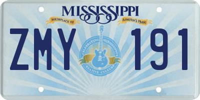 MS license plate ZMY191