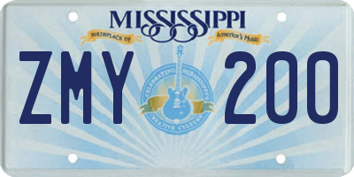 MS license plate ZMY200