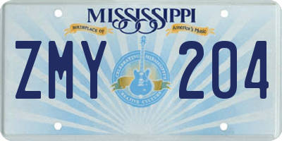 MS license plate ZMY204