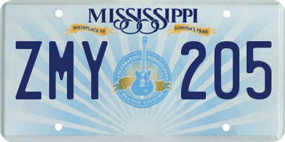 MS license plate ZMY205