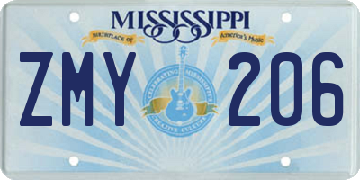 MS license plate ZMY206