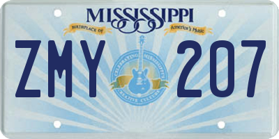 MS license plate ZMY207