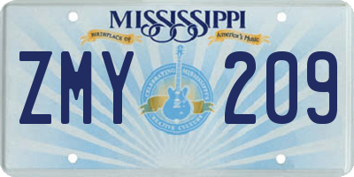 MS license plate ZMY209