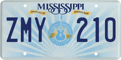 MS license plate ZMY210