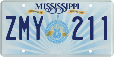 MS license plate ZMY211