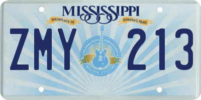 MS license plate ZMY213