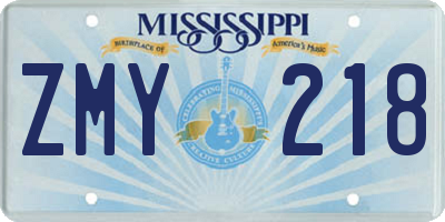 MS license plate ZMY218