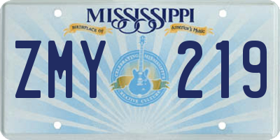 MS license plate ZMY219