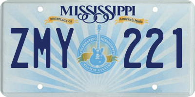 MS license plate ZMY221