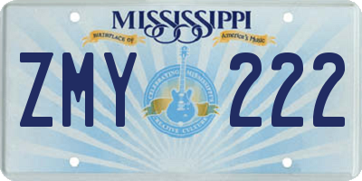 MS license plate ZMY222