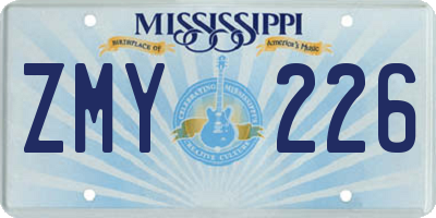 MS license plate ZMY226